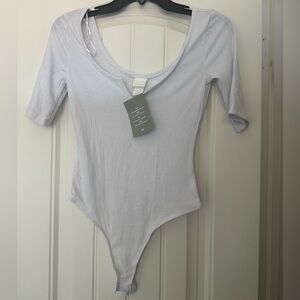 H&M Purple Asymmetrical Bodysuit 3/4 Sleeve